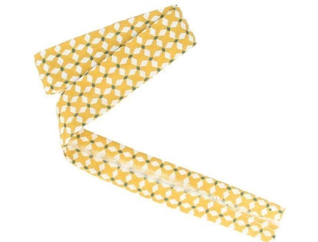 Costura Viés ALGODÃO ARTESANAL (3 M x 20 Mm - Cruzes Amarelas)