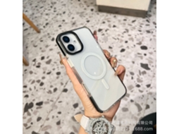 Capa Para Iphone 17 Pro Com Borda Preta, Transparente E Contrastante, Com Fecho Magnético E Airbag, Feita De Silicone Macio E Transparente.