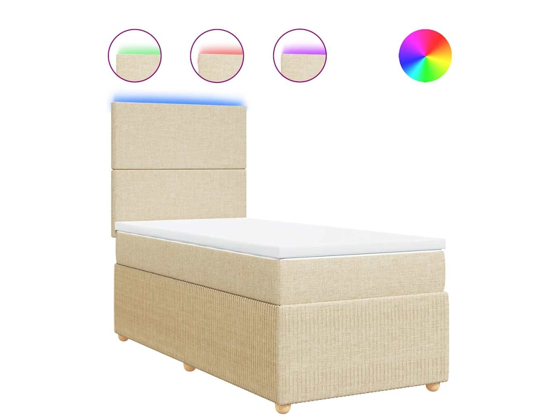 Cama com Molas/colchão 90x200 Cm Tecido Cor Crème MAISON EXCLUSIVE