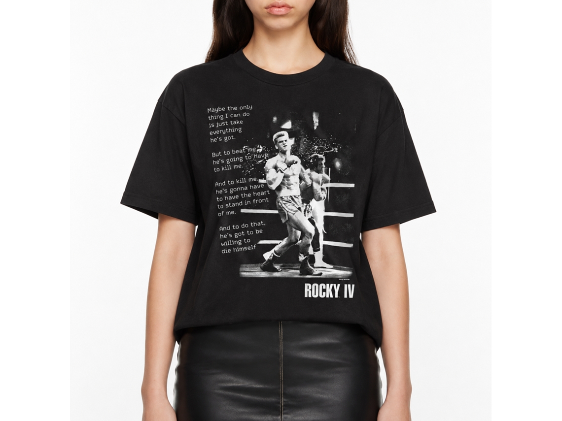 Rockinstone Rocky Movie Iv Monologue Black Adult T-shirt Size:l