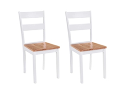 Vidaxl Cadeiras De Jantar 2 Pcs Madeira De Seringueira Maciça Branco