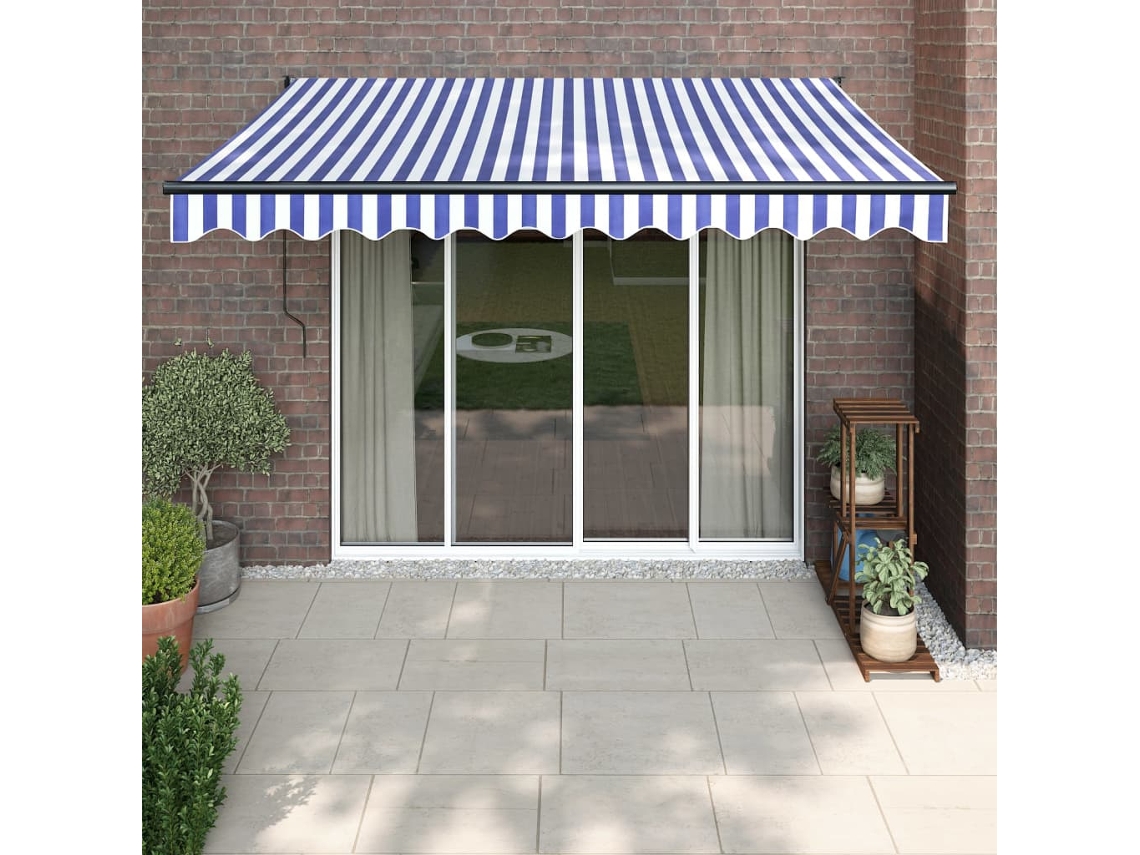 Vidaxl Toldo Retrátil Automático 3x2,5 M Azul E Branco