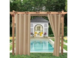 Cortina Blackout Térmica, Para Varanda E Jardim, Ilhós, Privacidade, Proteção Uv, Resistente Vento, 2 Peças, 132 X 213 Cm, Champanhe