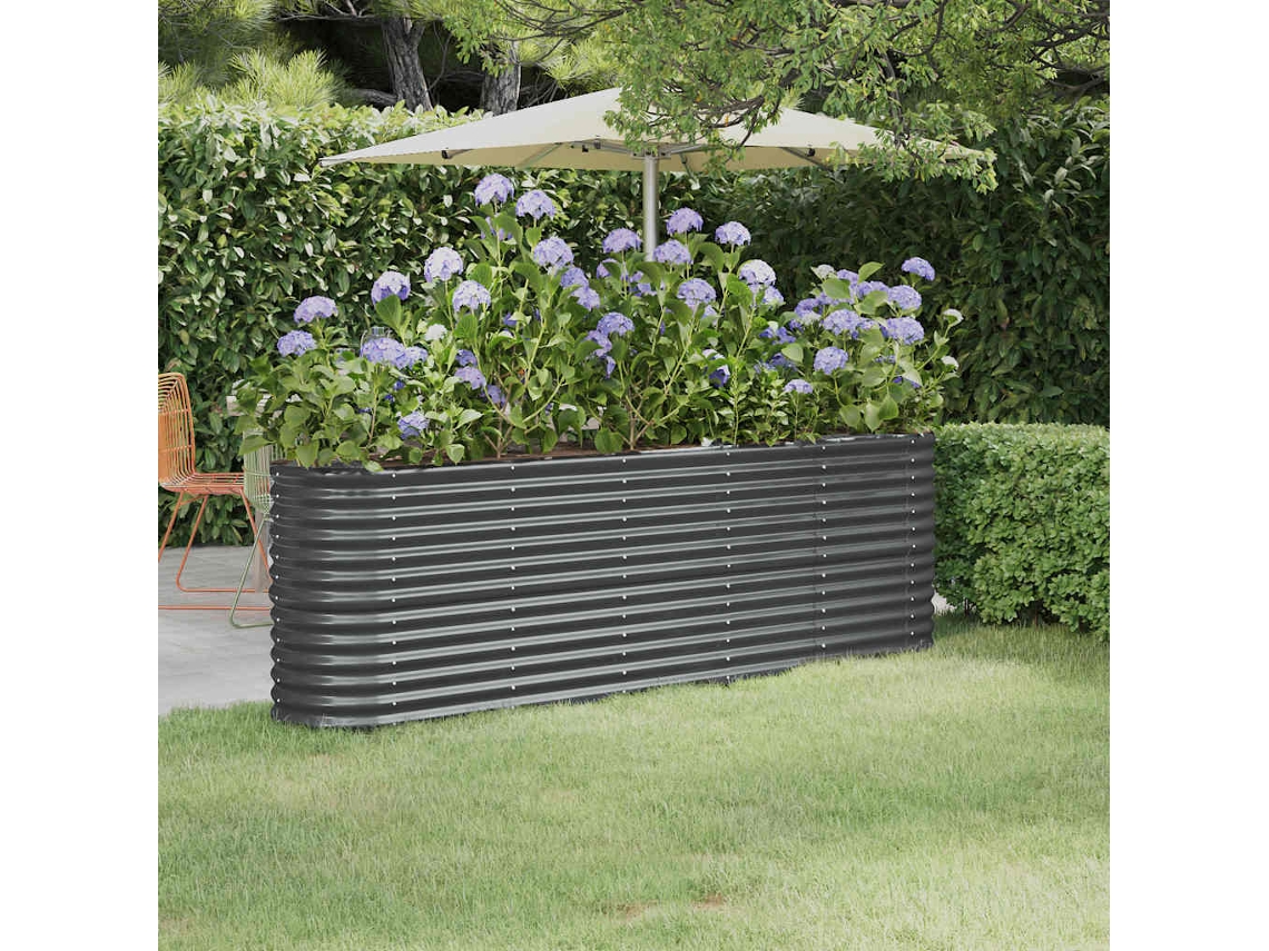 Vidaxl Canteiro Elevado Jardim 224x40x68 Aço Galvanizado Antracite