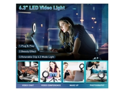 Luz de Selfie Anel Led 6 polegadas com braçadeira USB 3 cores e níveis de brilho | S/MARCA