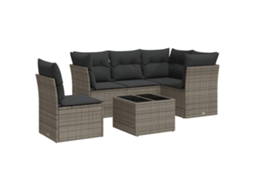 Conjunto de 6 Sofás de Jardim com Almofadões Vime Cinzento MAISON EXCLUSIVE (80x200 cm)