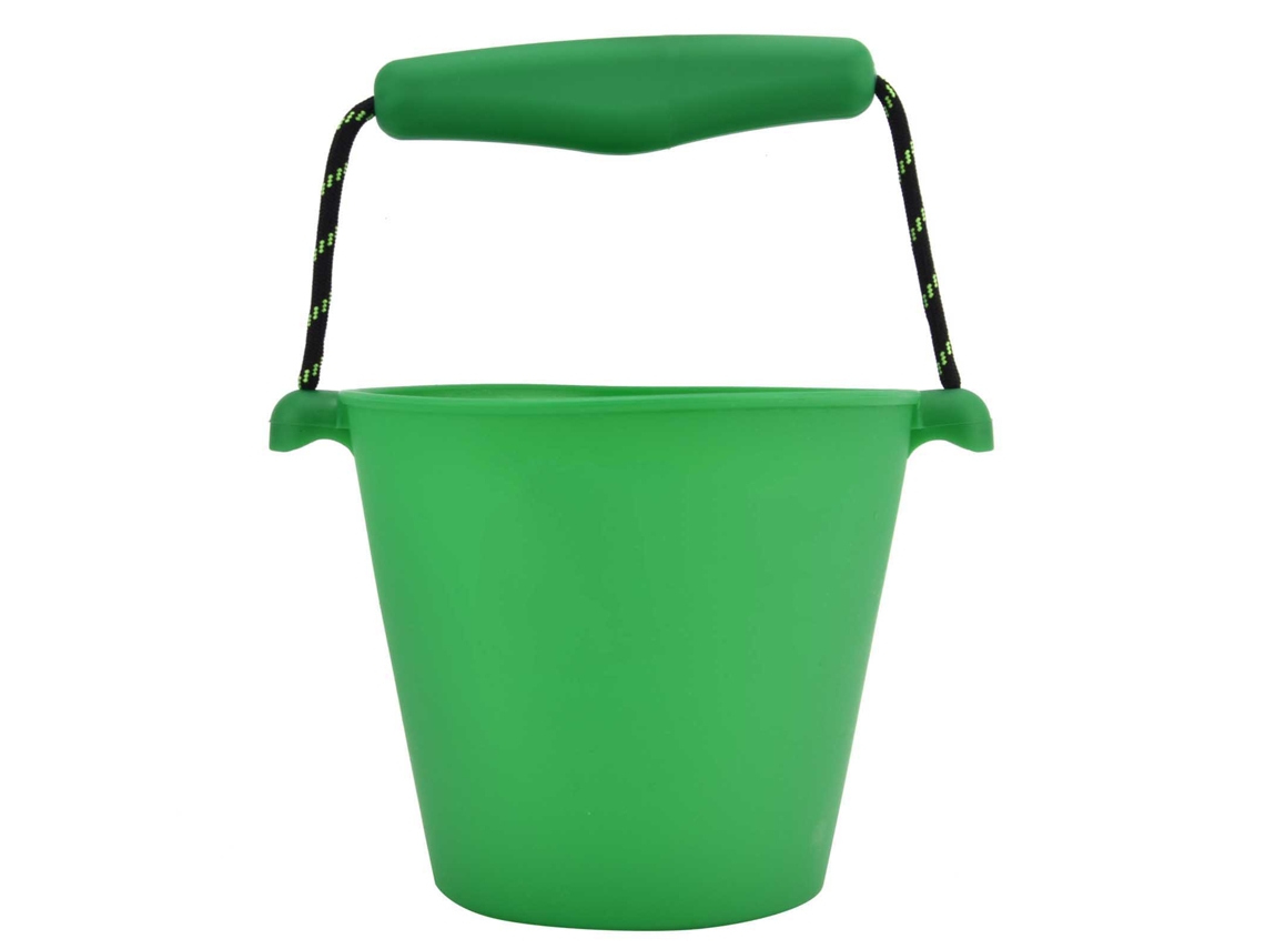 Balde De Praia Infantil Multifuncional De Silicone Dobrável Para Areia E Água Verde 1,5l