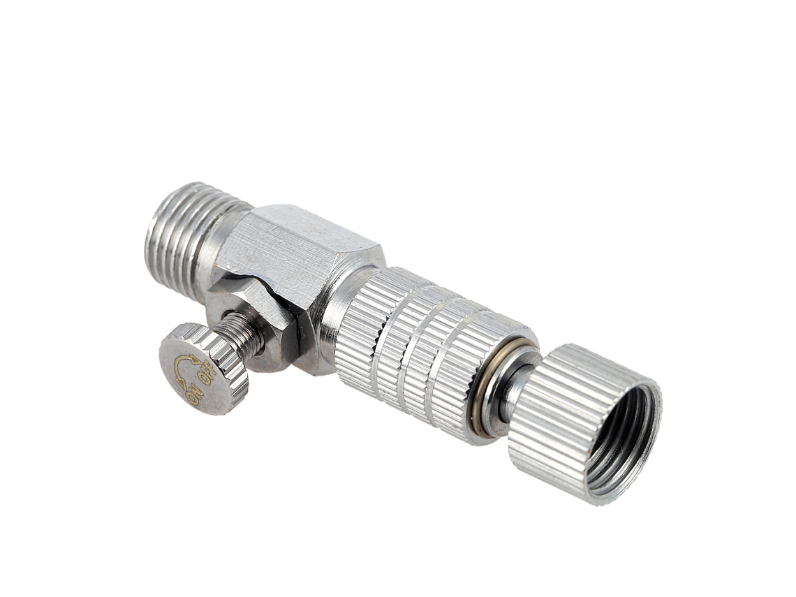 Acessório profissional para aerógrafo: Conector de desconexão rápida com válvula de controle de fluxo de ar de 1/8".