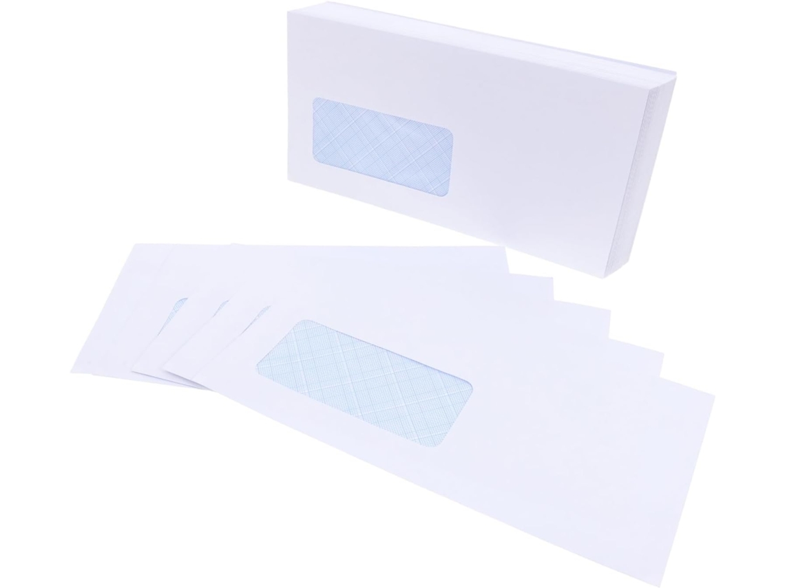 50 Envelopes Brancos Autoadesivos Com Janela À Esquerda