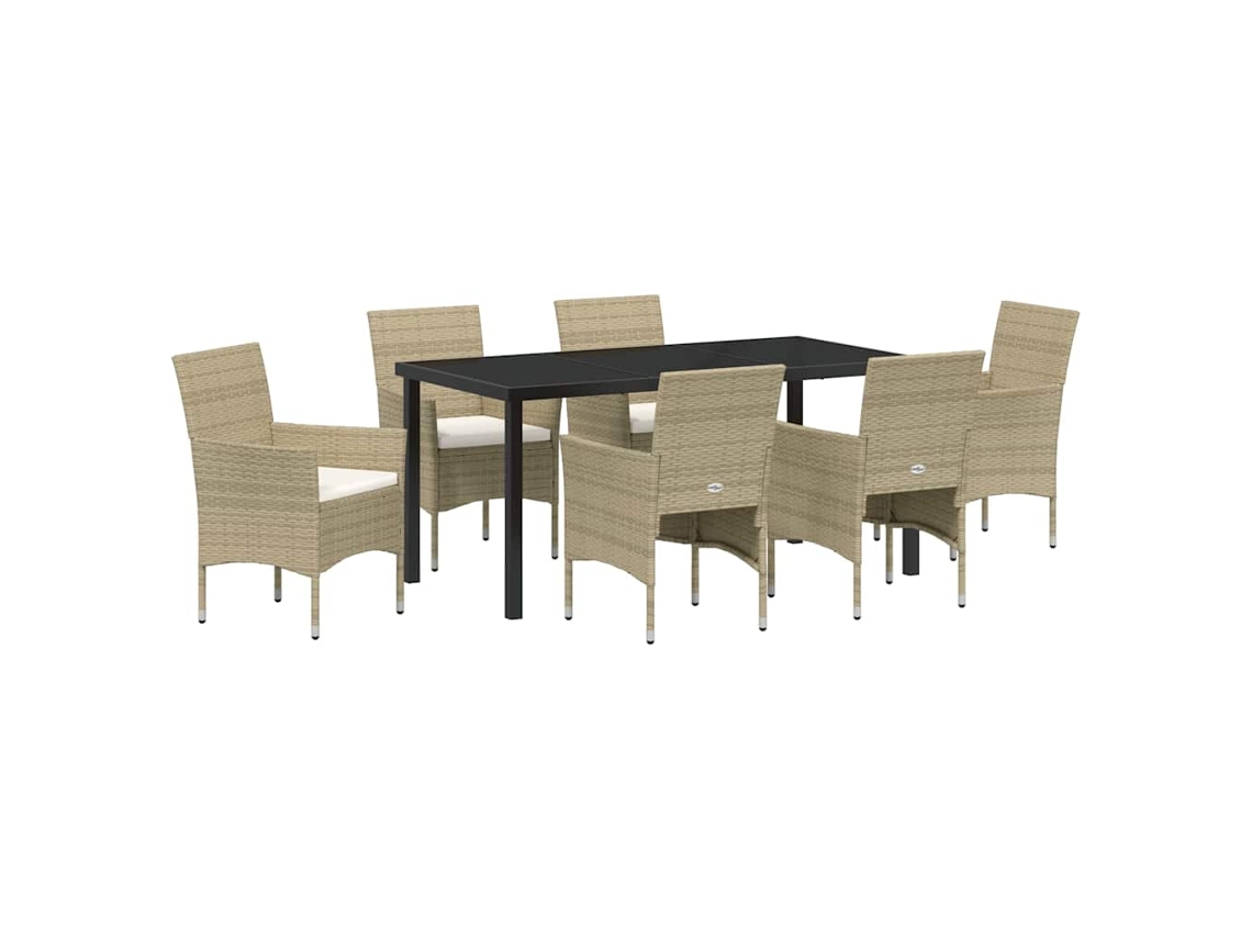 Maison Exclusive - Conjunto De Jantar Para Jardim Com Almofada 7 Pcs Bege Vime Pe