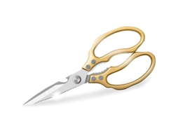 Tesoura de cozinha profissional multiuso Omni-Scissors em aço inoxidável para carne, aves e peixes (dourada)