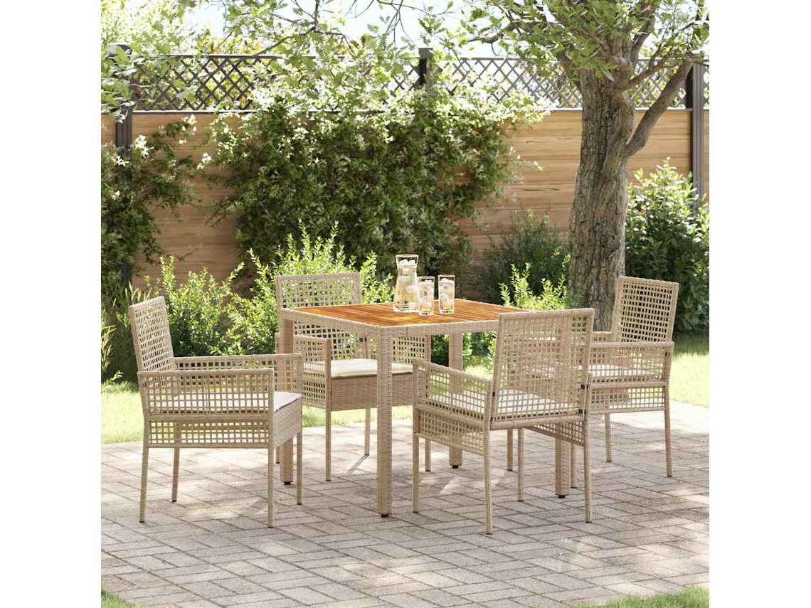 Vidaxl Conjunto De Jantar Para Jardim 5 Unid. Bege Vime Pe