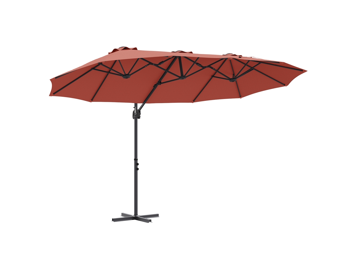 Conjunto 1 Parasol Outdoor Vidaxl Vermelhão Poliéster (372 X 198 X 243 Cm)