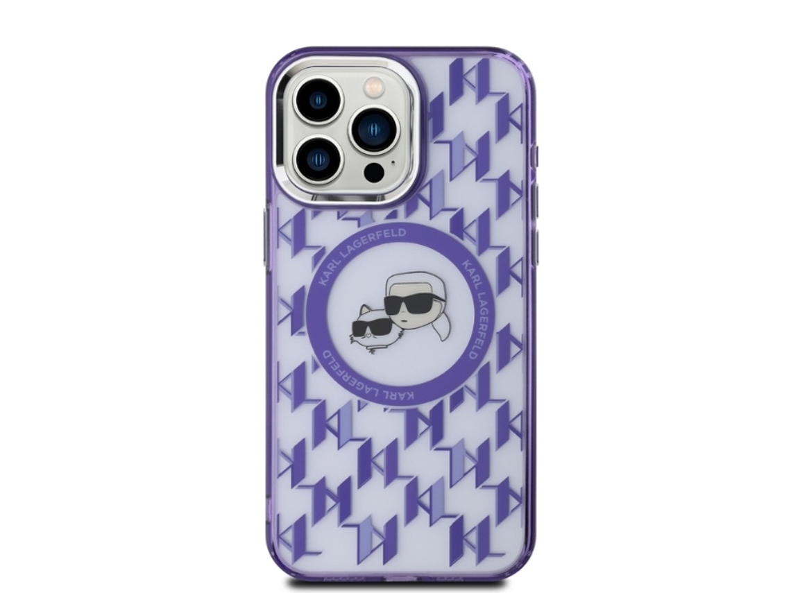 Capa Magsafe para iPhone 15 Pro KARL LAGERFELD Pele Sintética Roxo