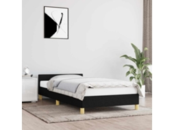 Estrutura cama c/ cabeceira sem colchão tecido 90x200 cm preto