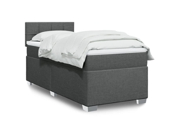 Vidaxl Cama Com Molas/colchão 90x200 Cm Tecido Cinzento-escuro