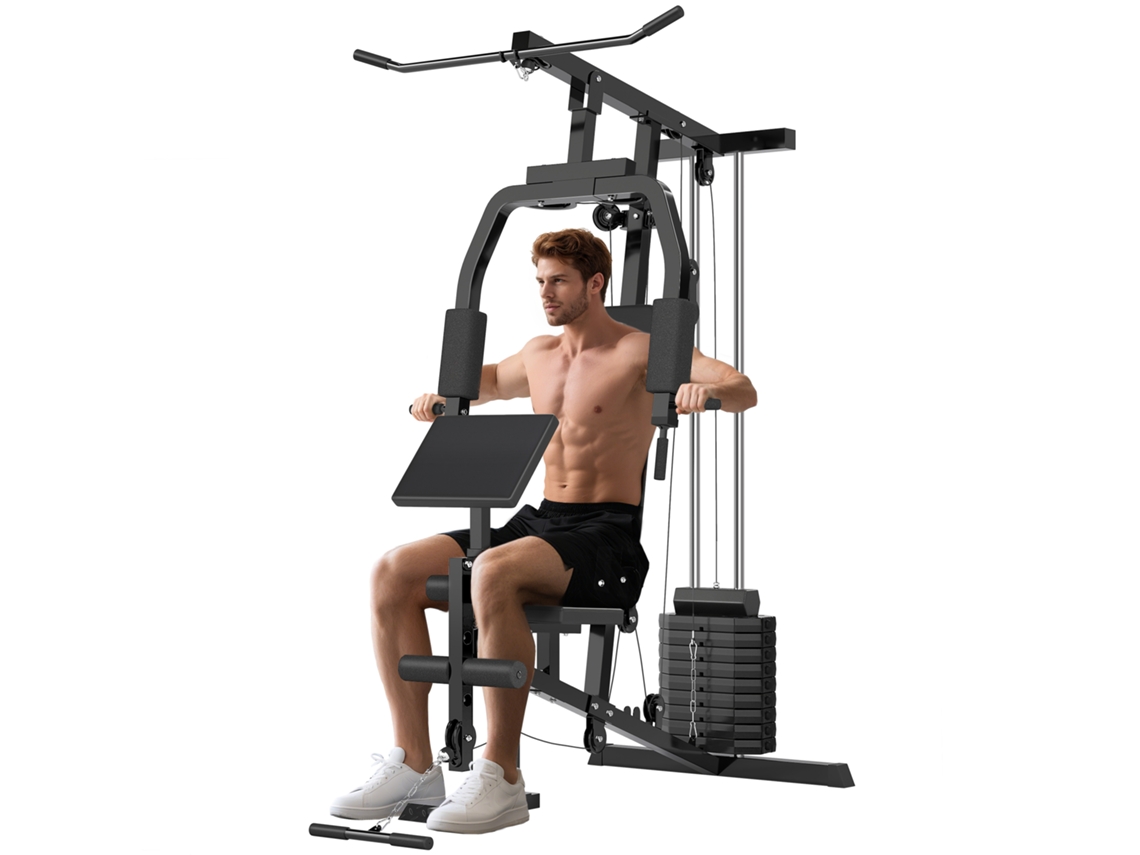 Máquina de musculação S/MARCA multi estação, estribo para pernas, 45kg, para casa e academia 148x108x207 cm preto