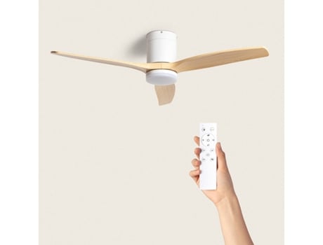 Ventilador de Teto Silencioso Branco Angistri com Motor Dc de 132 Cm Lâminas: Madeira Escura com Luz Controle Remoto Wifi: Não TECHBREY