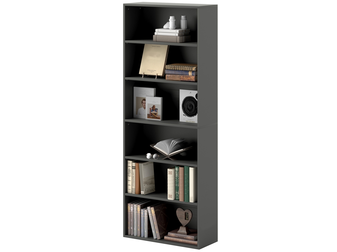 Estante Armazenamento 60x24x158,5cm Com 6 Andares E Prateleiras Ajustáveis, Sala E Quarto Preto