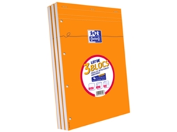 Bloco de Notas OXFORD Din A4 Quadrado Perfurado com 4 Furos Conjunto de 3