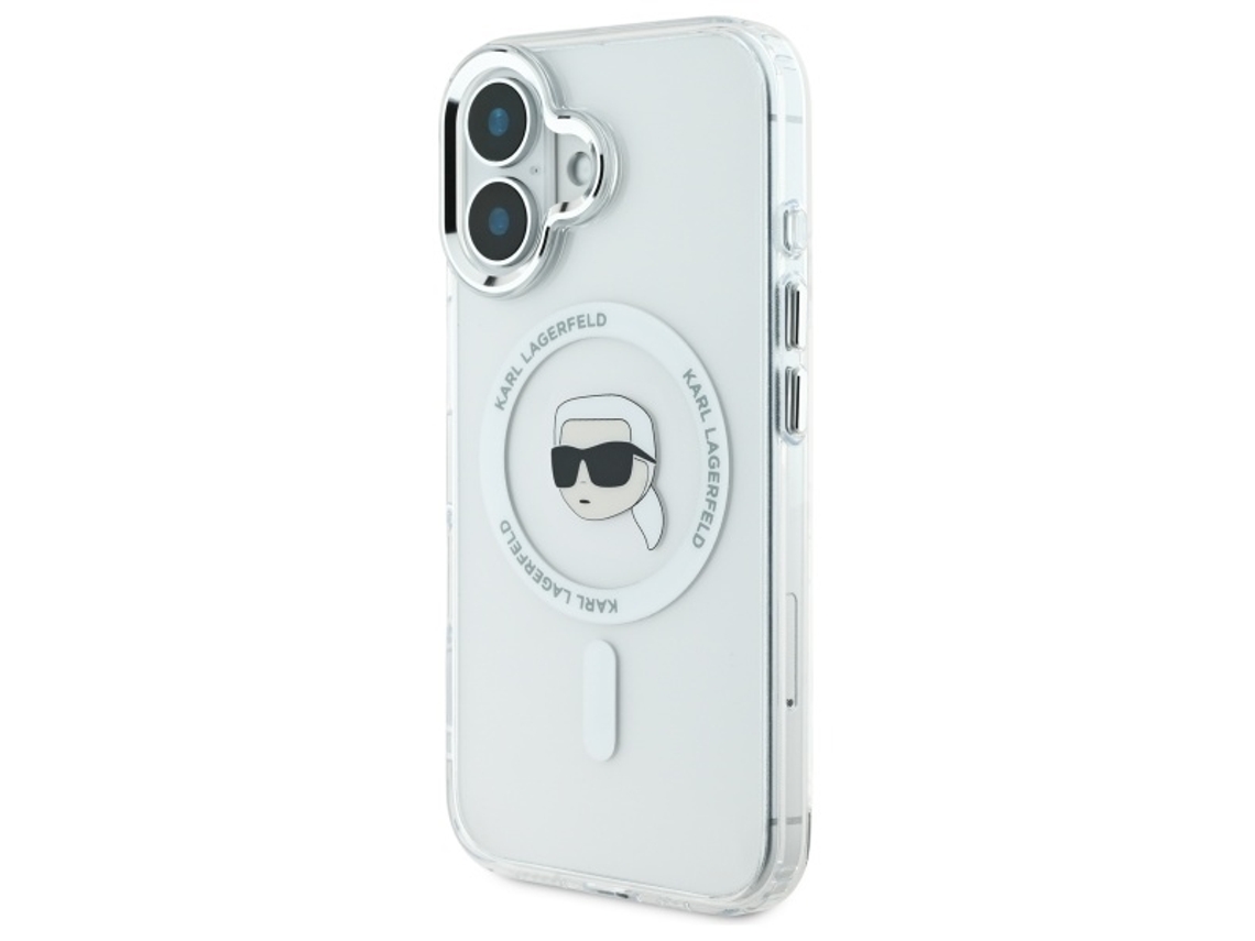 Capa para iPhone 16 KARL LAGERFELD Pele Sintética Rígida Branco