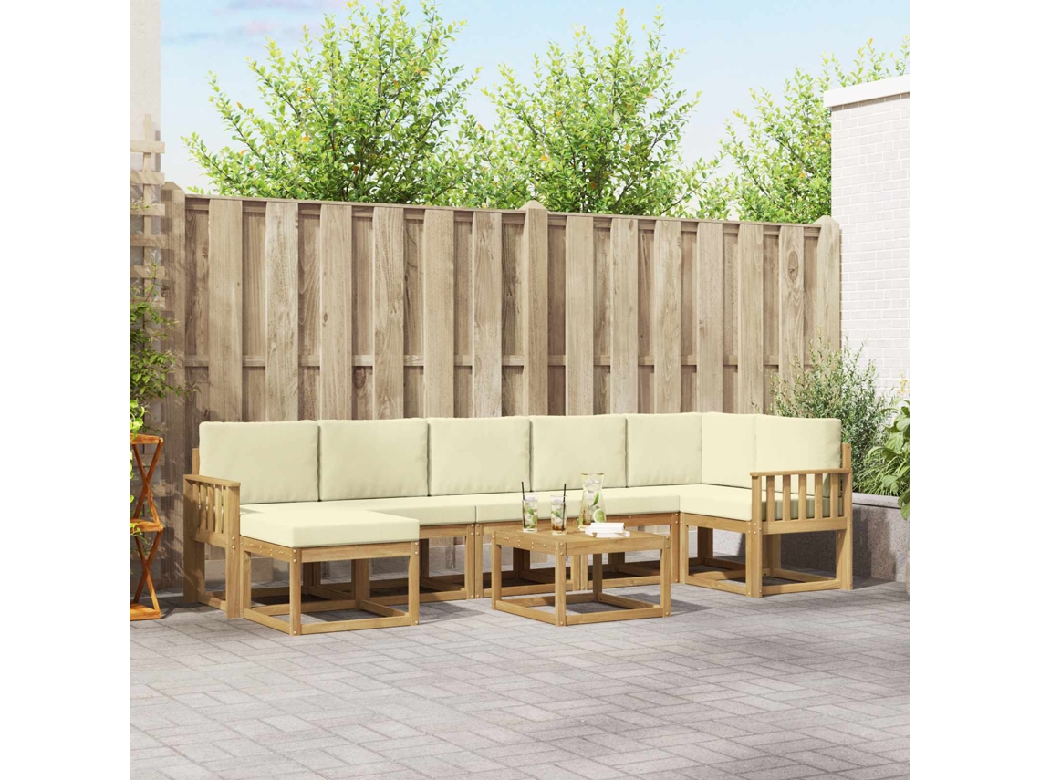 Vidaxl Conjunto De Sofás Para Exterior 8 Unid. Branco E Creme