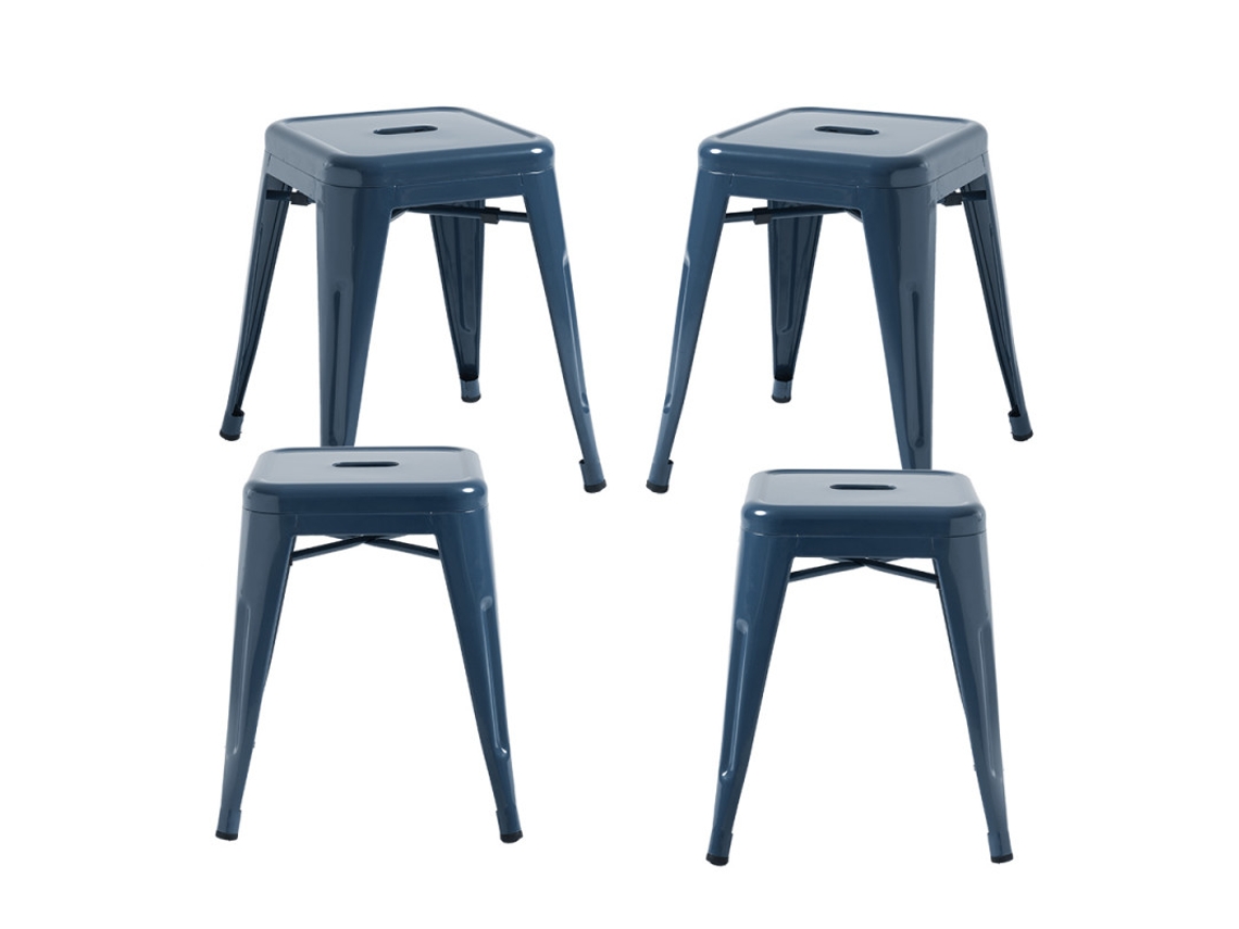 Pack 4 Bancos Torix Pequenos 45 Cm - Azul Petróleo