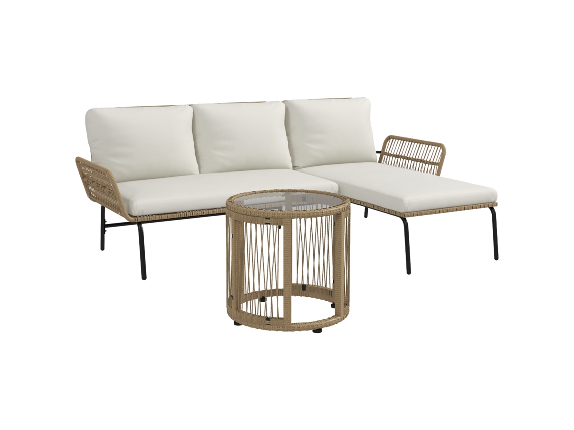 Conjunto Lounge Jardim Vime QINGYU TECH com 122x79x75cm, Branco e Creme