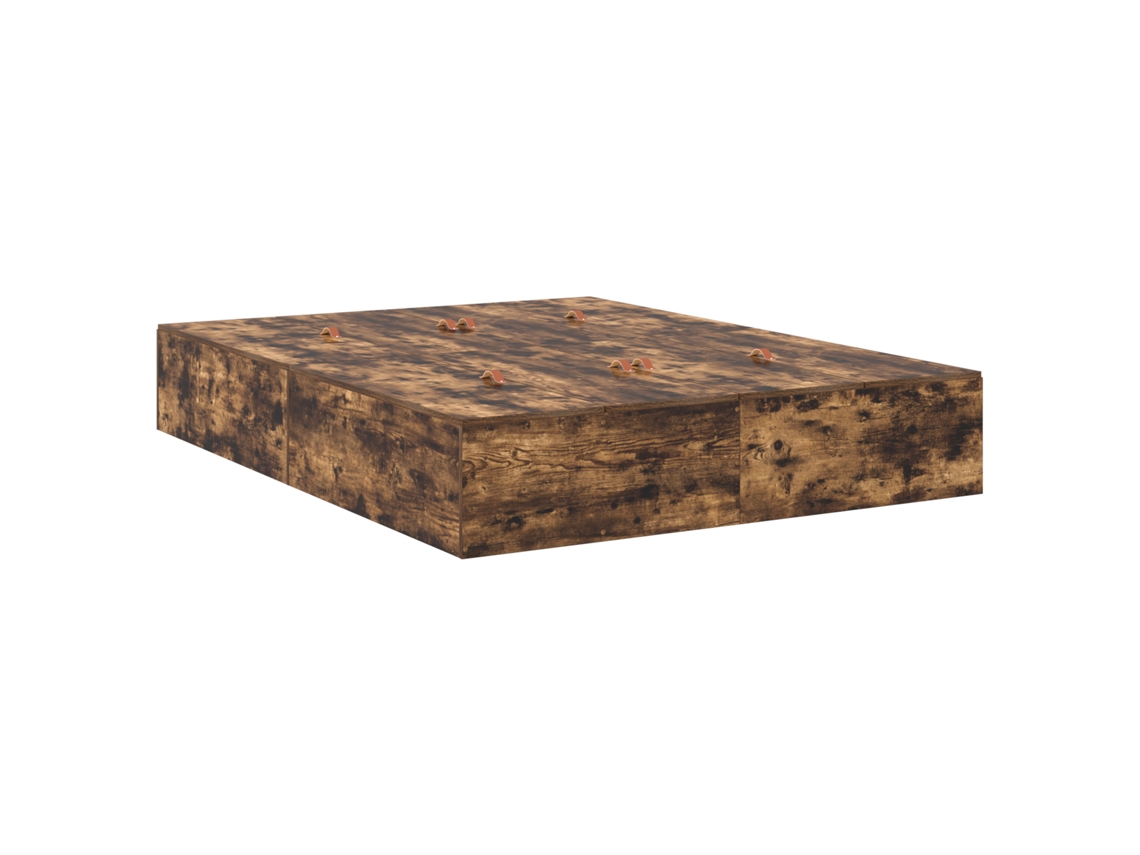 Conjunto 1 Estrado De Cama Com Arrumação Vidaxl Castanho Madeira De Pinho Maciça (150 Cm)