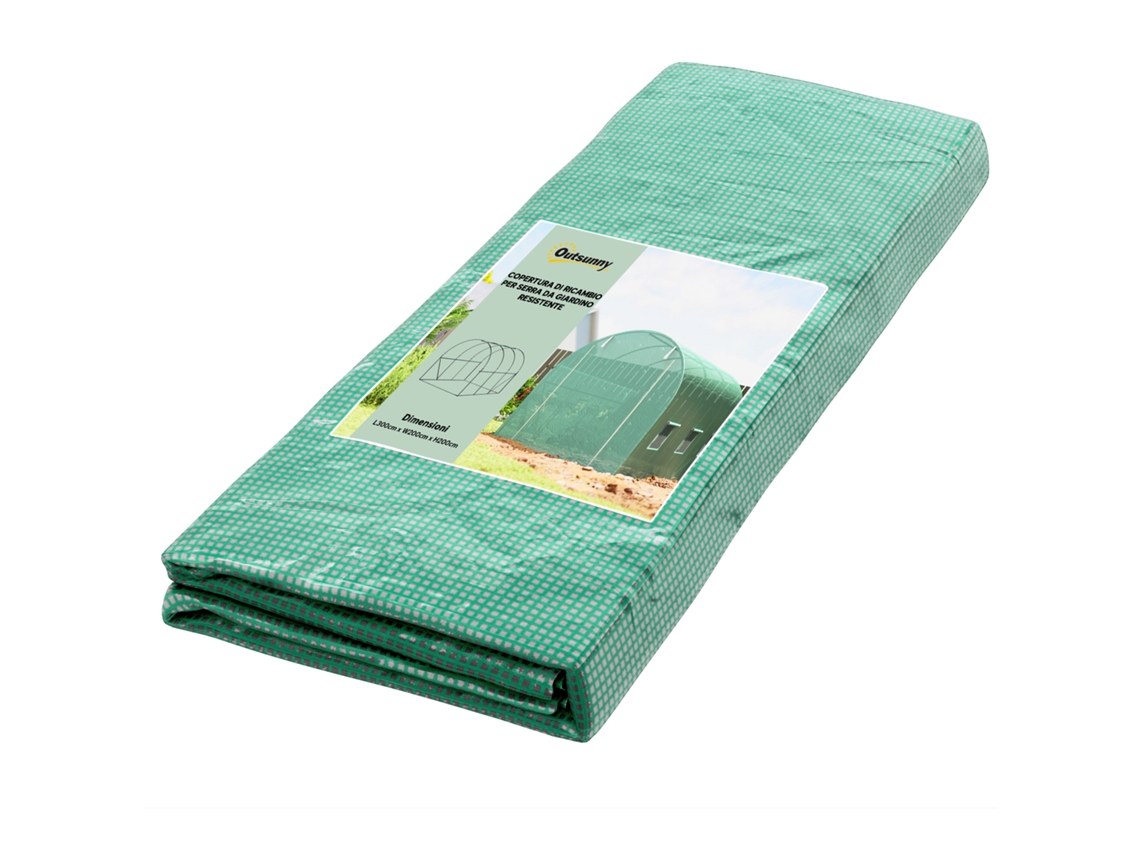 Cobertura de estufa BTFORUS, 3x2x2m, com 6 janelas, porta com fecho, verde