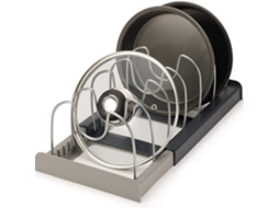 Organizador Expansível De Utensílios De Cozinha Drawerstore, Armazenamento Que Economiza Espaço Para Tampas De Panelas, Assadeiras Cinza Aquaforge