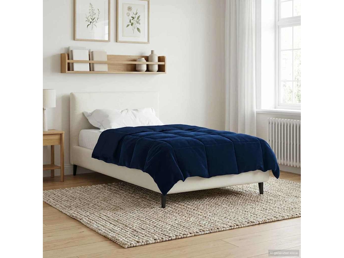 Vidaxl Duvet De Ano Inteiro 155 X 200 Cm 4 Estações Azul Escuro
