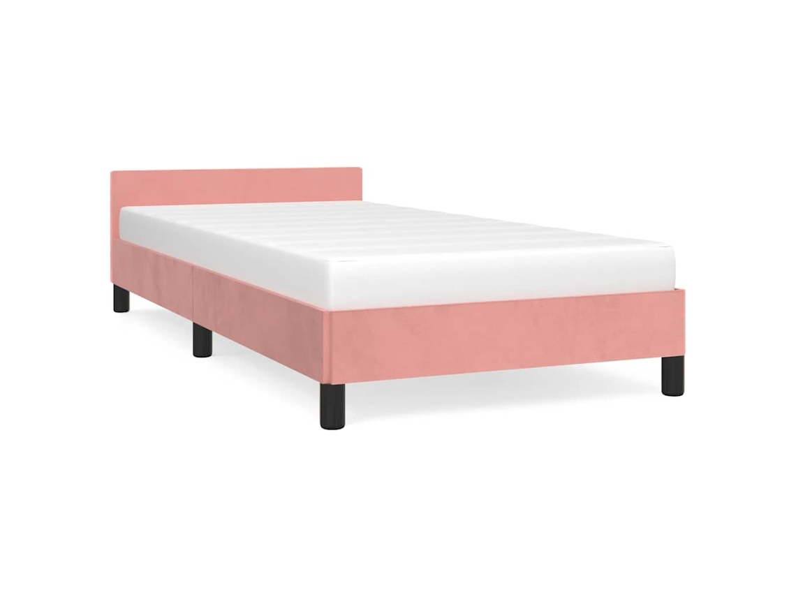 Bed Frame With Headboard, Bed Frames With Headboard Vidaxl Cor-de-rosa Veludo (80 X 200 Cm)