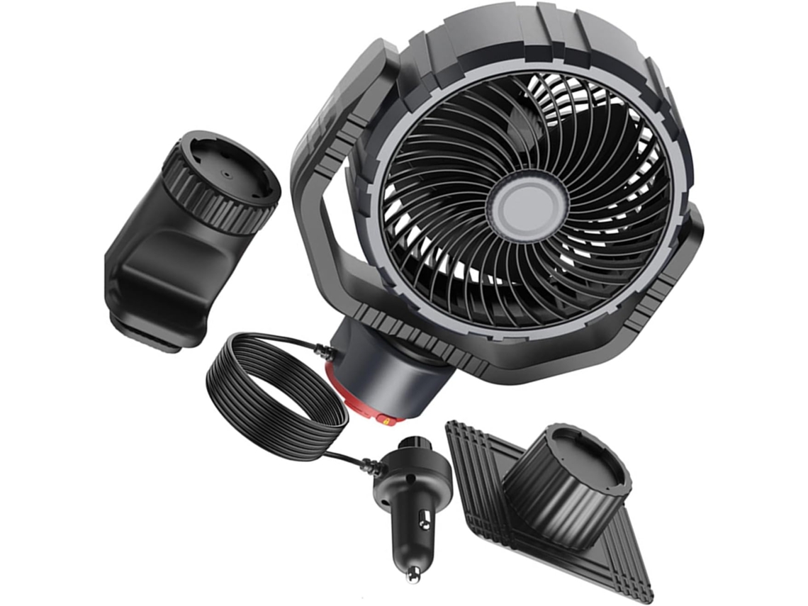 Ventilador Para Carro E Caminhão Com Plugue De Alimentação Veicular, Configuração Interna De Montagem Dupla, Cabeça Do