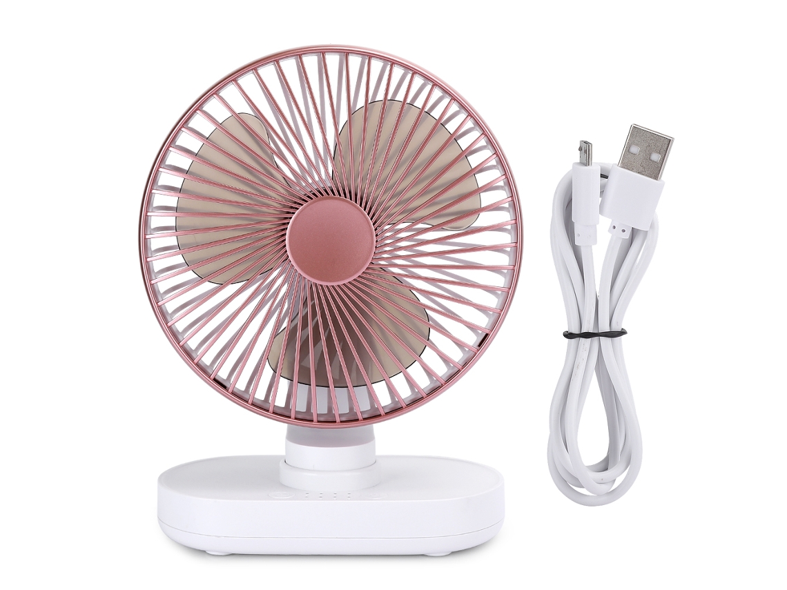 Ventilador Oscilante (ajuste De 4 Velocidades, Recarregável) Mini Ventilador De Mesa Usb Para Casa E Escritório Silencioso De Ouro Rosa