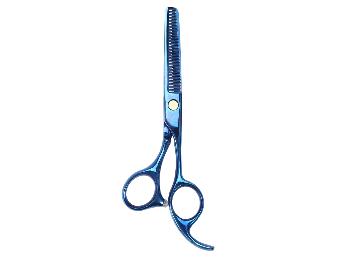 Tesoura De Corte De Cabelo Profissional Para Salão, 5.5'', Aço Inoxidável, Thinning, Azul, Para Cabeleireiros E Iniciantes