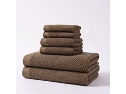 Conjunto de 6 Peças Toalhas de Algodão Puro para Casa, Macias e Absorventes,marrom,34x34cm/34x74cm/70x140cm GERTIZ