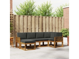Vidaxl Conjunto De Sofás Para Exterior 6 Pcs Natural E Antracite