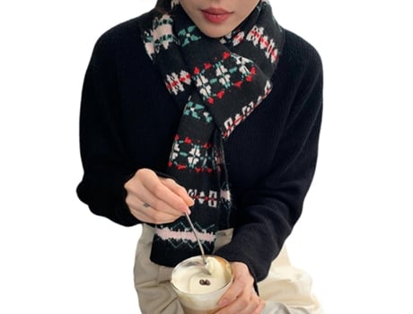 Cachecol De Mulher Giecy Islandês Popular Uso Casual Estampa Flores Crochê Aquecedor Malha (tamanho Único)