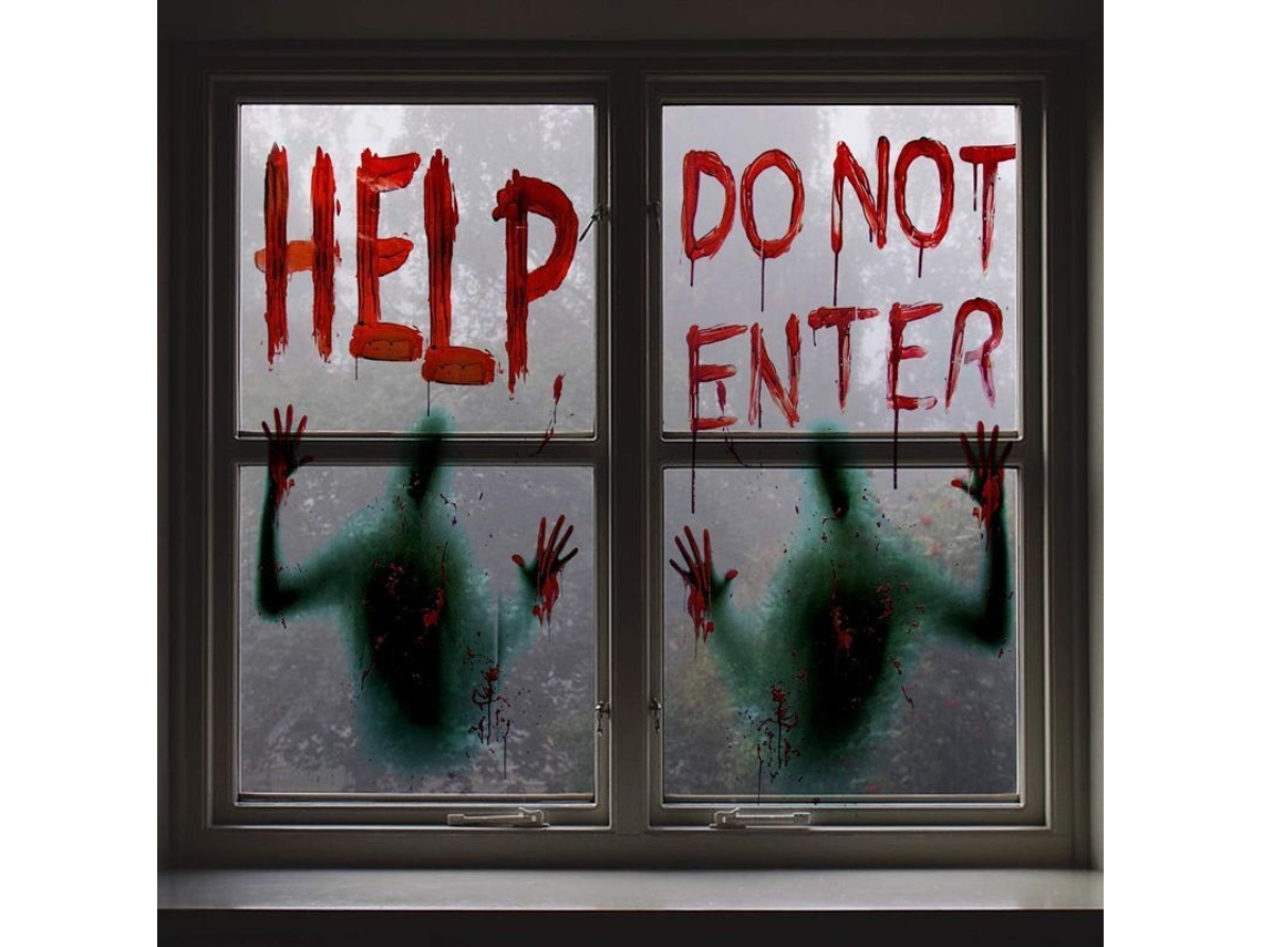 Gigante Sangrento Janela Poster Adesivo de Halloween para Festa Decoração Casa Assombrada Porta Capa Assustador