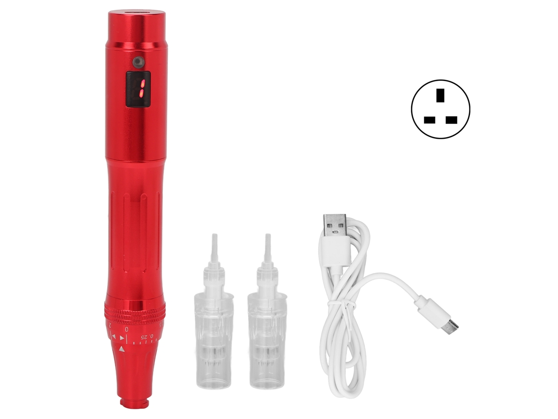 Lápiz De Microneedling Eléctrico Com Led, 5 Velocidades, Plugue Uk