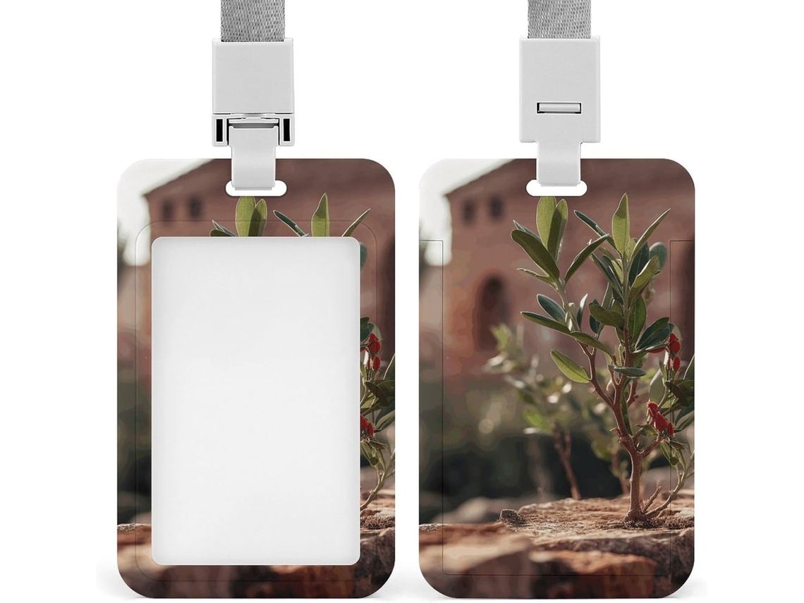 Porta Crachá Com Cordão, Plantas Entre Tijolos Vermelhos, Porta Crachá Fun, Porta Crachá, Estojo Protetor