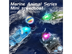 Lancha Rc Mini Jjrc S21 Rtr 2.4g Azul, Série Animais Marinhos, com Rotação de 360°, Luzes Led, Brinquedo Impermeável MDUG