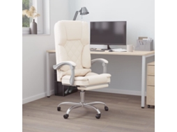 Vidaxl Cadeira Escritório Massagens Reclinável Couro Artificial Creme