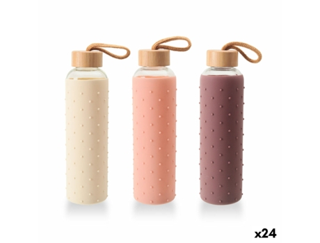 Garrafa De Água Bewinner Vidro Silicone 600 Ml (24 Unidades)