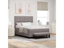 Vidaxl Cama Box Com Cabeceira Cinzento-acastanhado 140 X 190 Cm Tecido