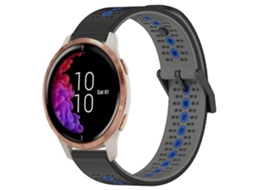 Pulseira De Relógio Lurelia Para Garmin Venu 20 Mm Tricolor Respirável Silicone Preto Cinza Azul