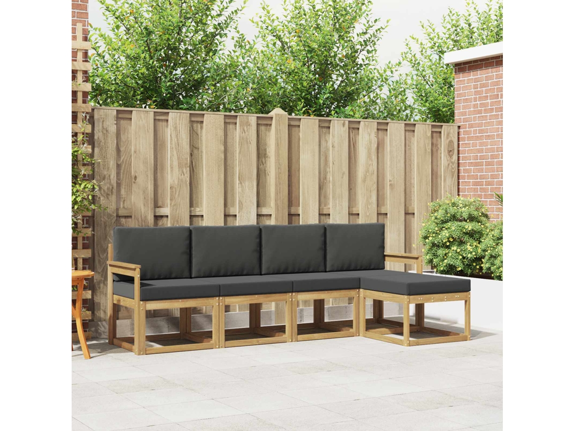Vidaxl Conjunto De Sofás Para Exterior 5 Unid. Branco E Antracite