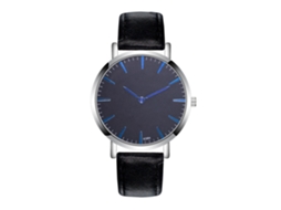 Relógio de Pulso Masculino Estilo Empresarial Quartzo Pulseira de Couro Preto