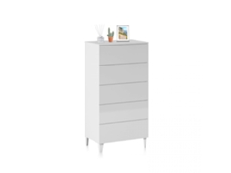 Cómoda Compacta Com 5 Gavetas, 61 X 117 Cm, Plex Branco 61 X 117 X 40 Cm